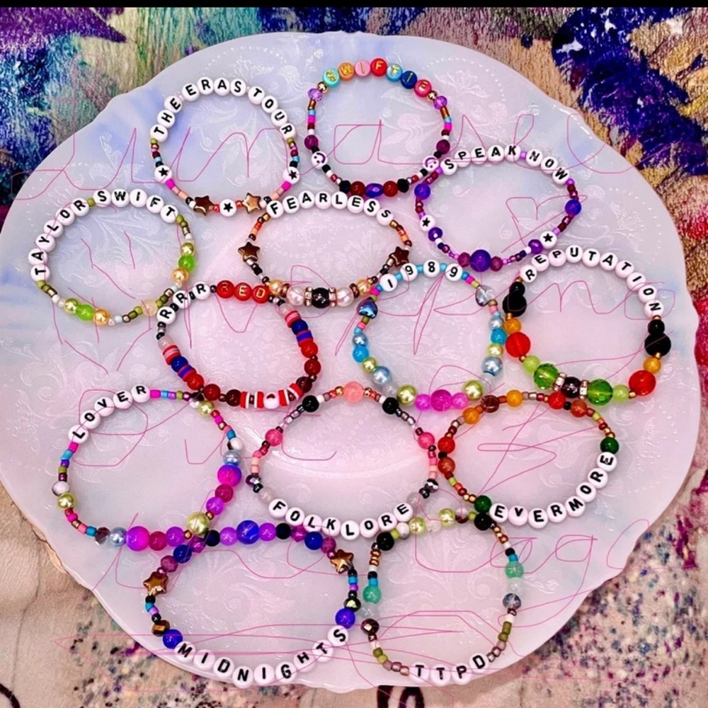 13 Taylor Swift album themed handmade bracelets